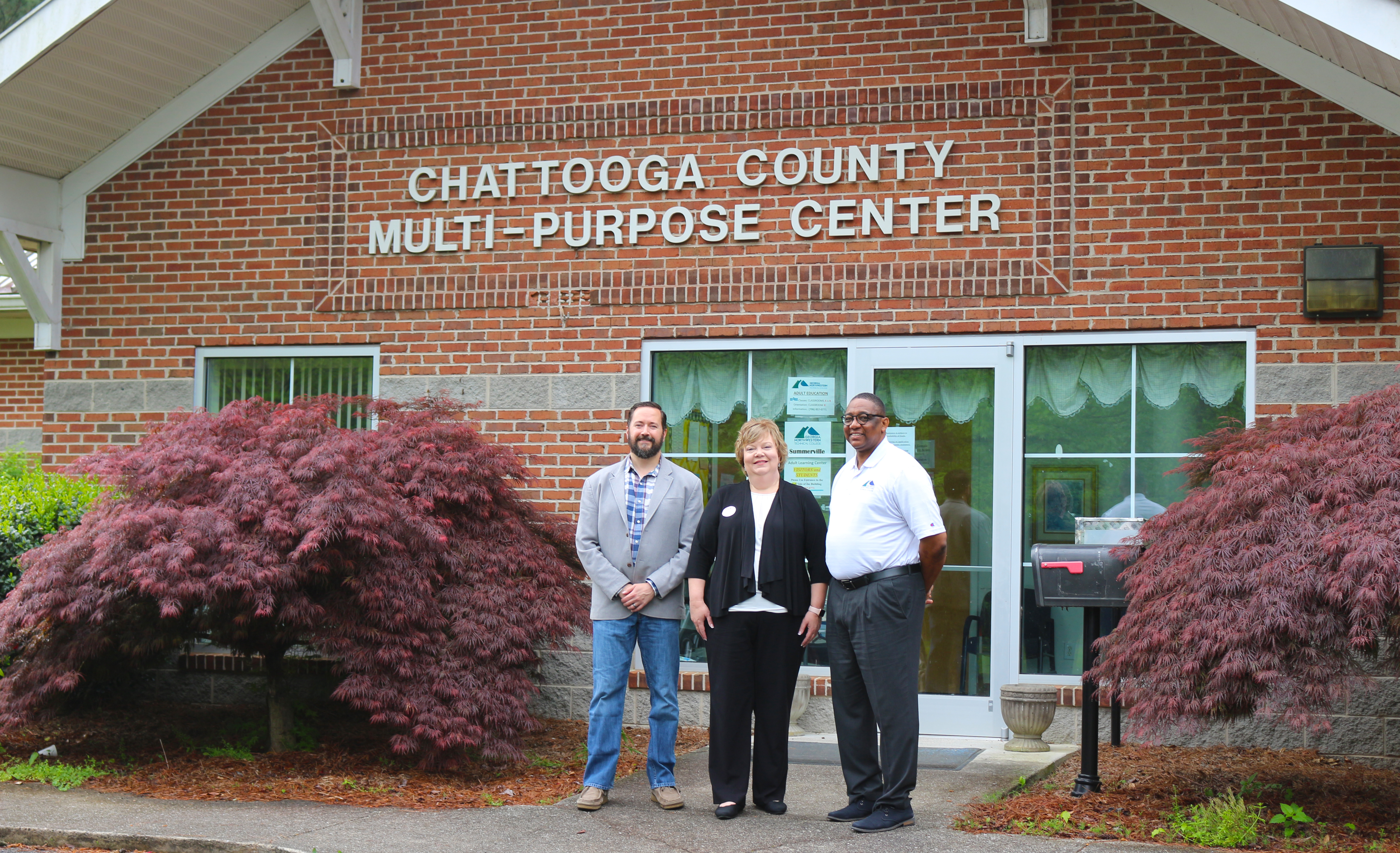 (From left) Chattooga County Commissioner Blake Elsberry, GNTC Vice President of Adult Education Lisa Shaw and GNTC Adult Education Instructional Coordinator Derrick McDaniel