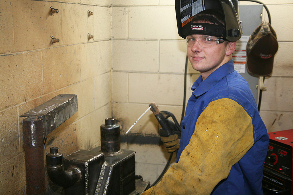GNTC alumnus Ryan Fincher of Cedartown works on a project in the Welding lab on GNTC’s Floyd County Campus in Rome. 