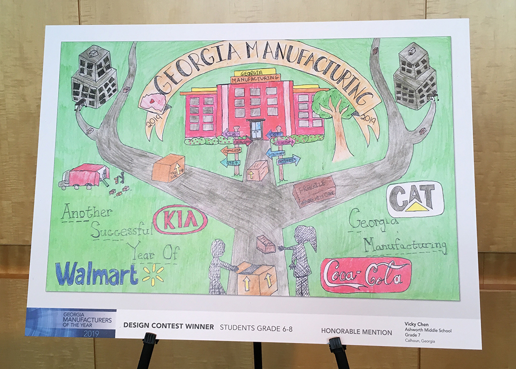 The artwork created by Vicky Chen, a seventh grader at Ashworth Middle School, received an honorable mention in the 2019 Manufacturing Appreciation Week (MAW) student design contest.