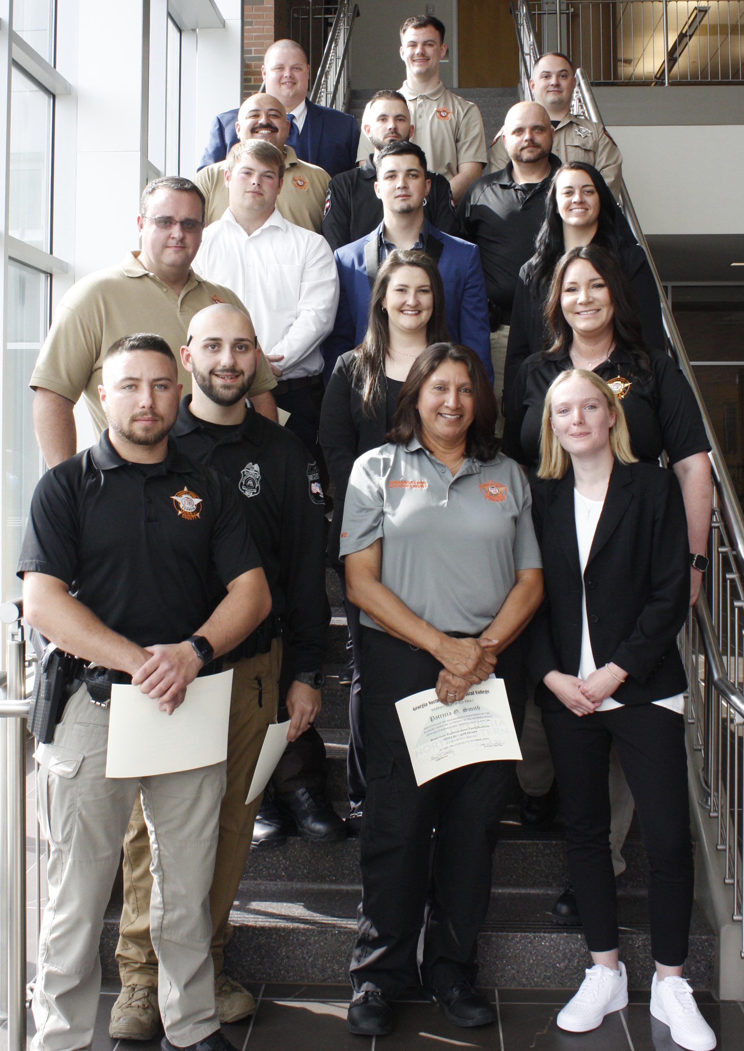 Graduates of GNTC’s BLETC #2022-02 are (from left, bottom row) Logan Weaver, Payton Daniel, Patricia Smith, Kendal Black; (second row) Joshua Bryson, Rebecca Caviness, Trina Leonard; (third row) Caleb Hopkins, Diego Herrera Barajas, Kristin Riggs; (fourth row) Saul Lara-Perez, Jared Nesbitt, Bobby Johnson; (top row), Alex Zachary Davis, Mason Mann and John Boshears. Not pictured is Susan Awad.