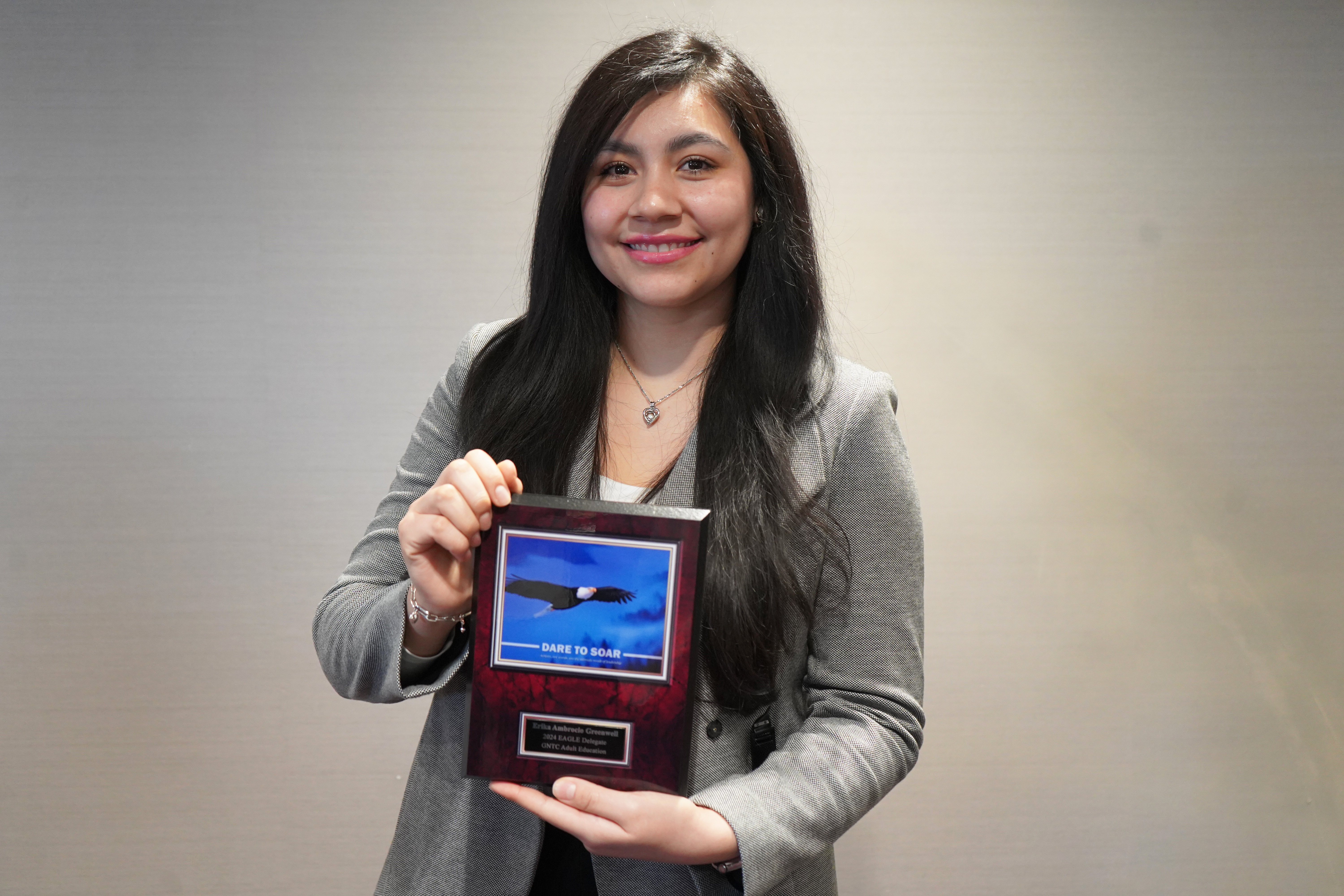 Erika Ambrocio Greenwell, winner of Georgia Northwestern Technical College’s EAGLE Award for 2024, was selected as a regional finalist for the State EAGLE Award by the Technical College System of Georgia.