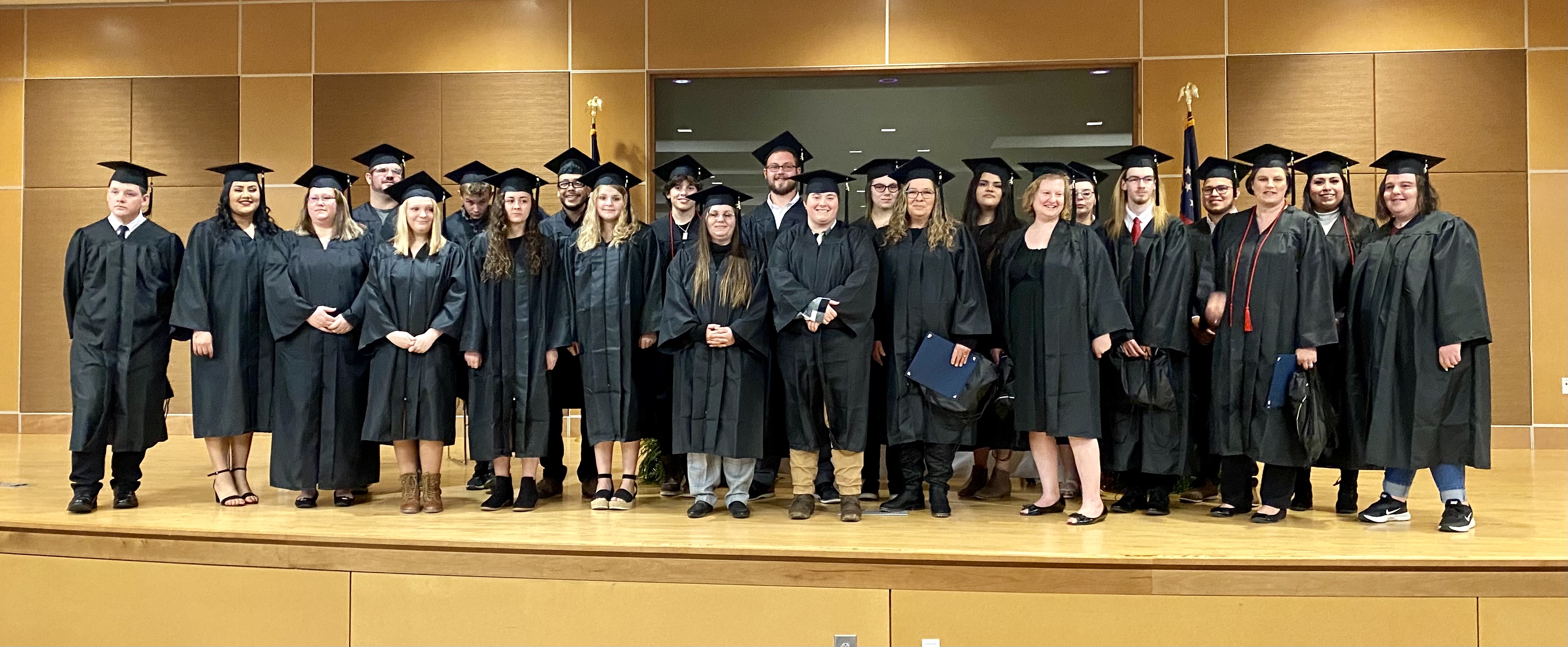 Graduates of GNTC’s Adult Education program line up for a photo after the commencement ceremony held on the Gordon County Campus for students who have earned their General Educational Development® (GED®) diplomas.