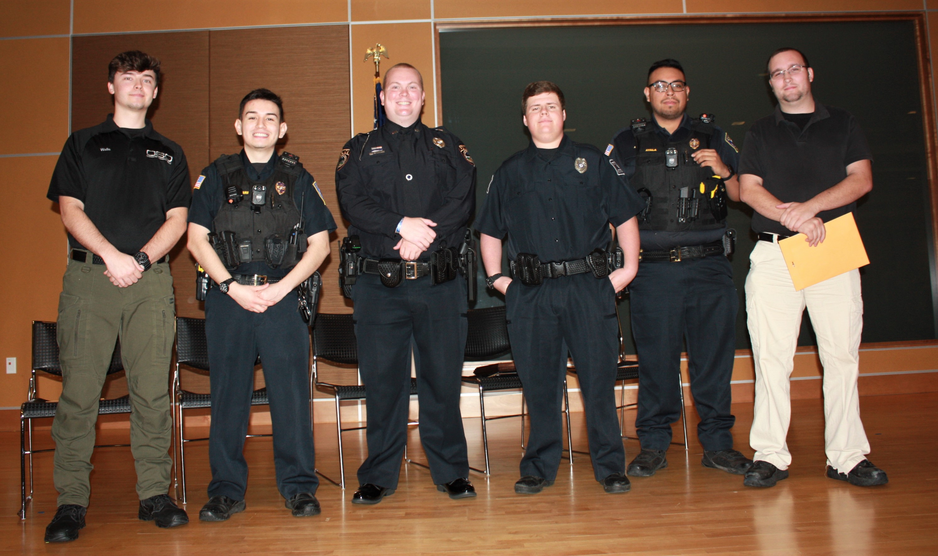 GNTC Basic Law Enforcement graduates (left to right) Joshua Walls, Jose Ulibarri, Zachary Newman, Chaz Shelton, Benjamin Ayala and Owen Towe (not pictured Emily L. Dillard).