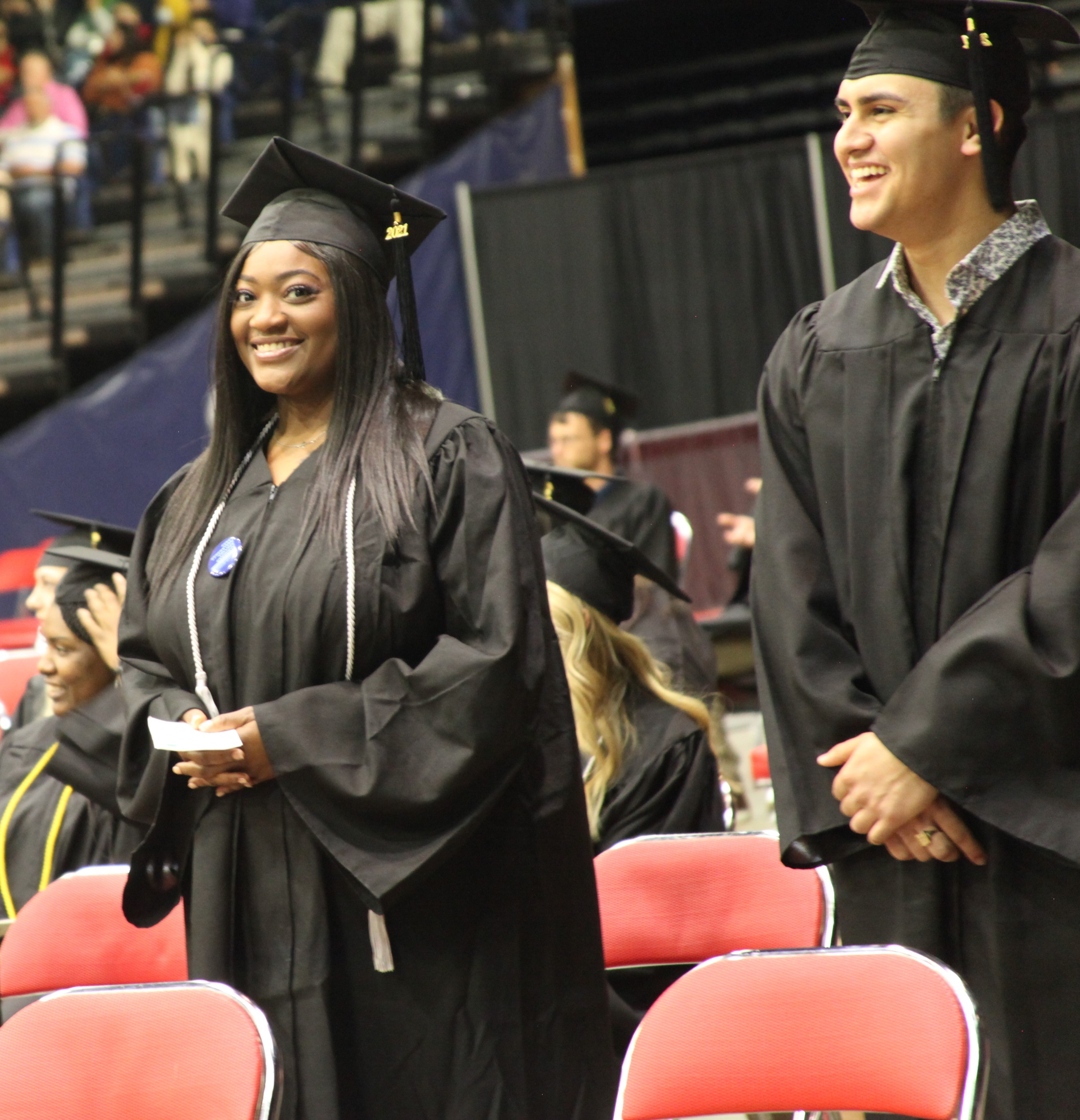 GNTC students Tiacola Tolbert and Juan Sosa ready to receive diplomas.