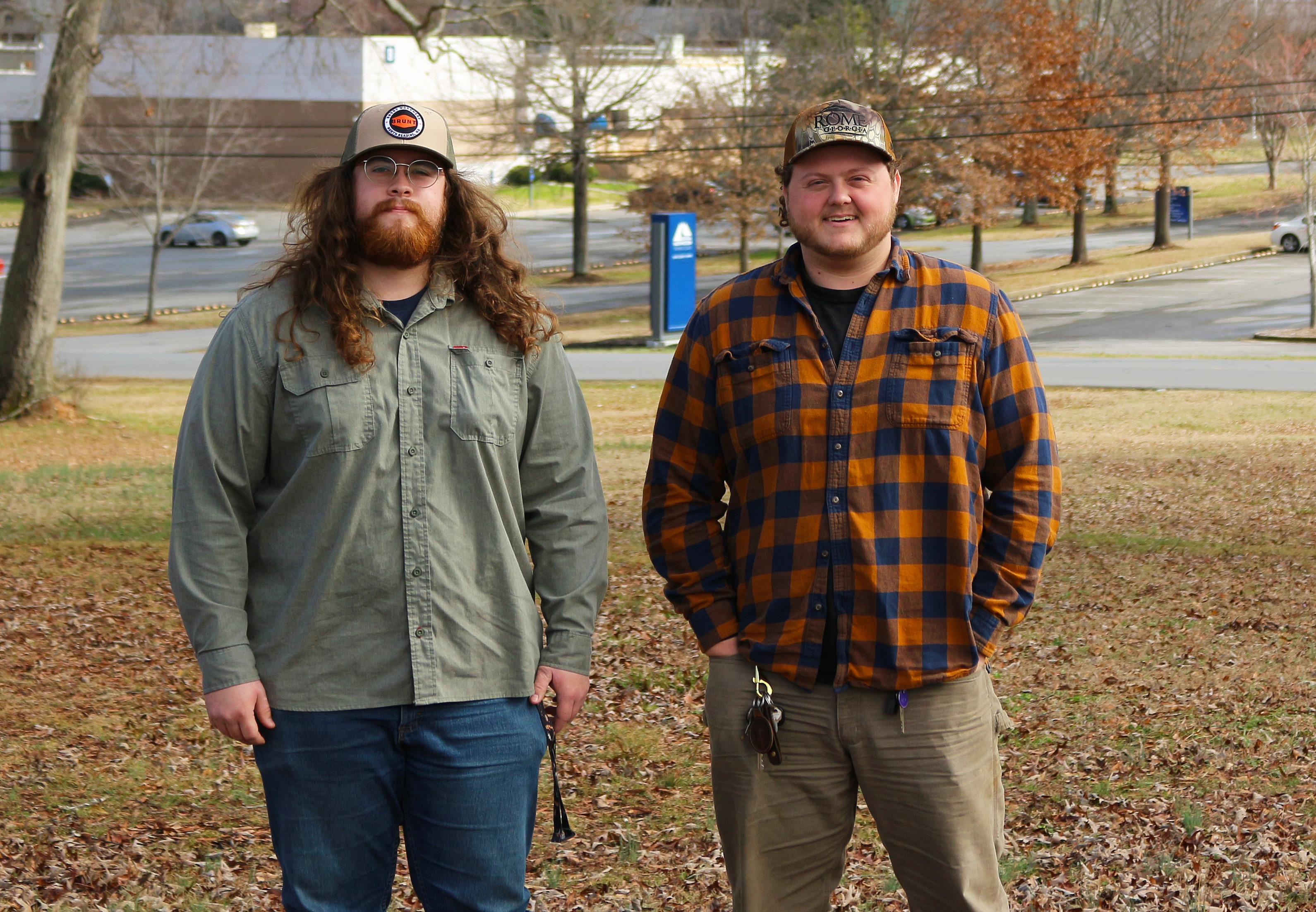 GNTC Horticulture alumni Kobe McLendon (left) and Grant Payne revisit GNTC’s Floyd County Campus in Rome.