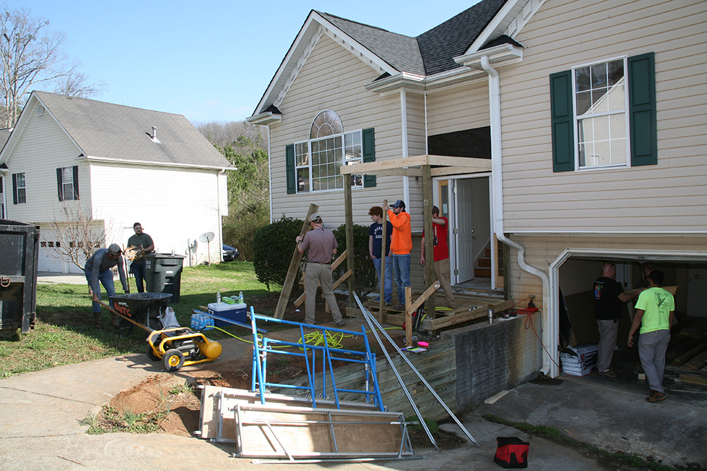 Students in GNTC’s Construction Management program helped restore a Habit for Humanity house in Calhoun during the spring semester. Some of the work students did included framing a room, running electrical, hanging drywall, roofing, and replacing a front porch.
 