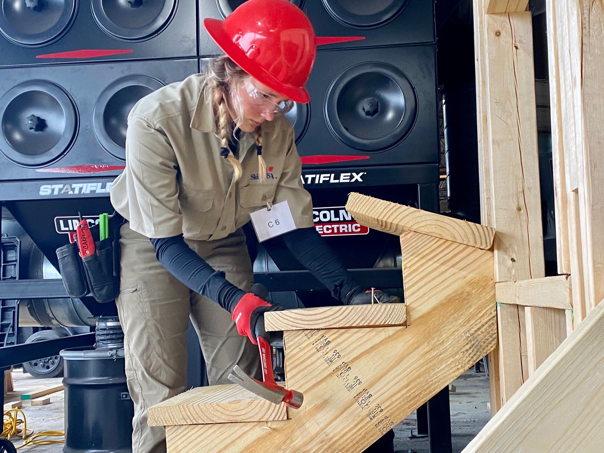 Lorianna Beech of Chattooga High School competes in the carpentry competition at the SkillsUSA regional qualifier held at GNTC’s Walker County Campus on Friday, Dec. 10.