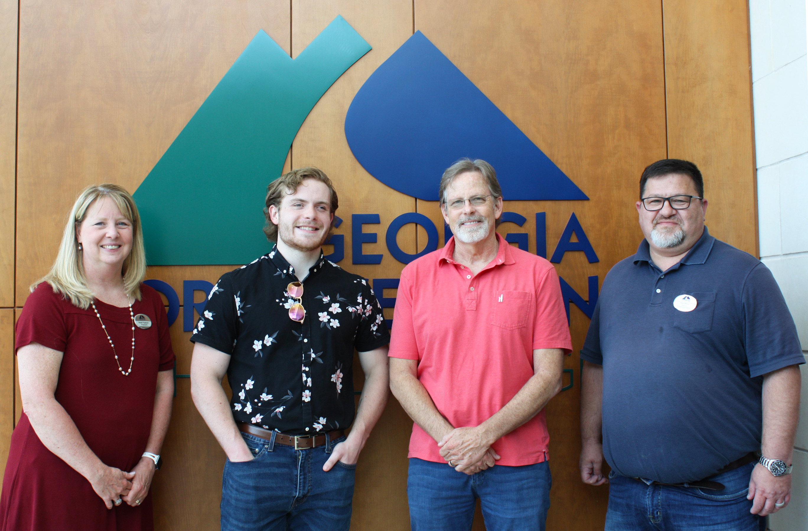 (From left) Dr. Heidi Popham, GNTC president; GNTC student Carter Norton; David Perry, president and owner of North Georgia Equipment Heating and Air Conditioning (NGE); and Chad Wheat, program director and instructor of Air Conditioning Technology, celebrate Norton’s receipt of the NGE Scholarship.