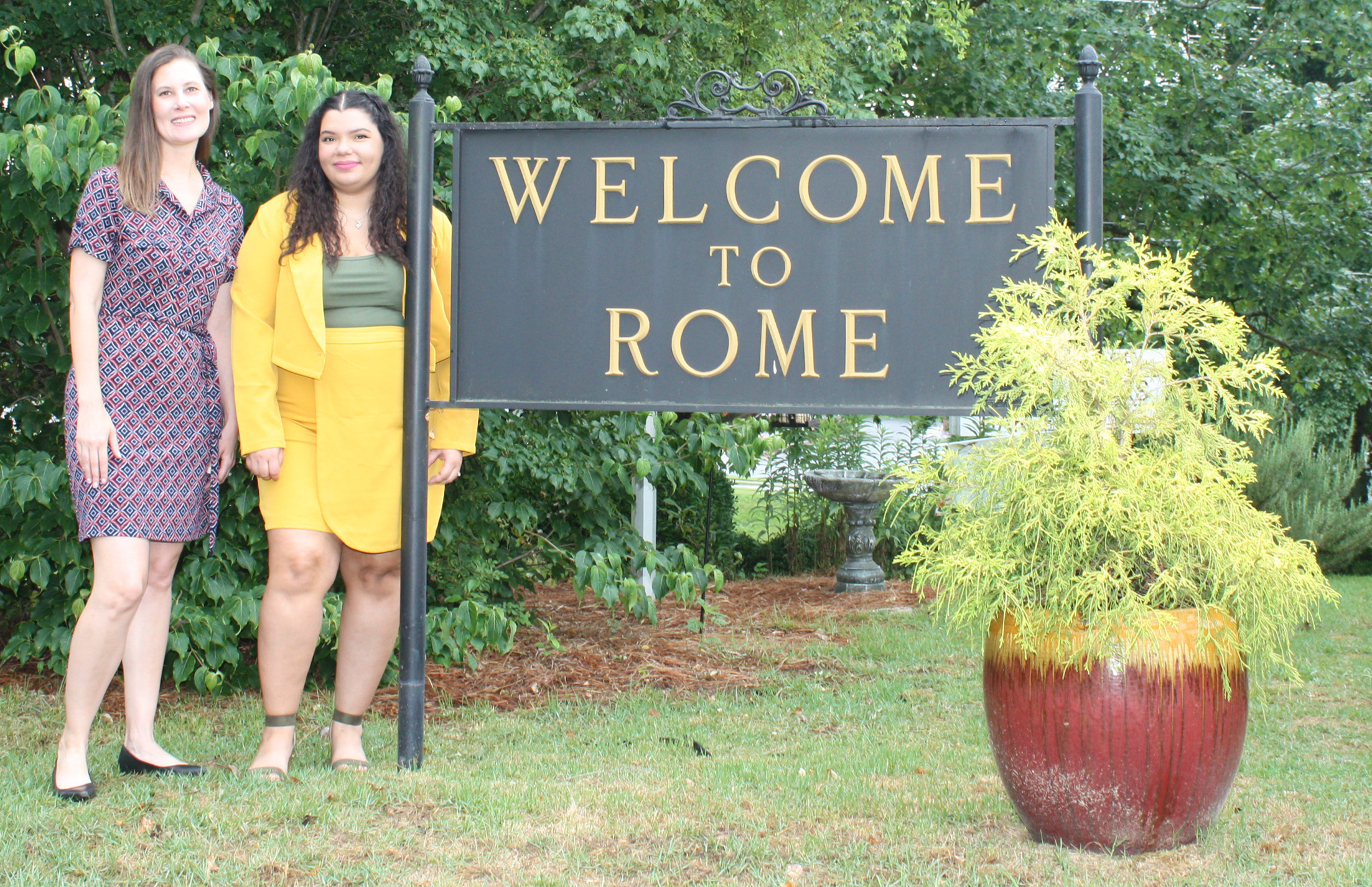 GNTC Marketing Management student Aixa Rodriguez (right) works with Kristi Kent, Greater Rome Convention and Visitors Bureau’s communications director.