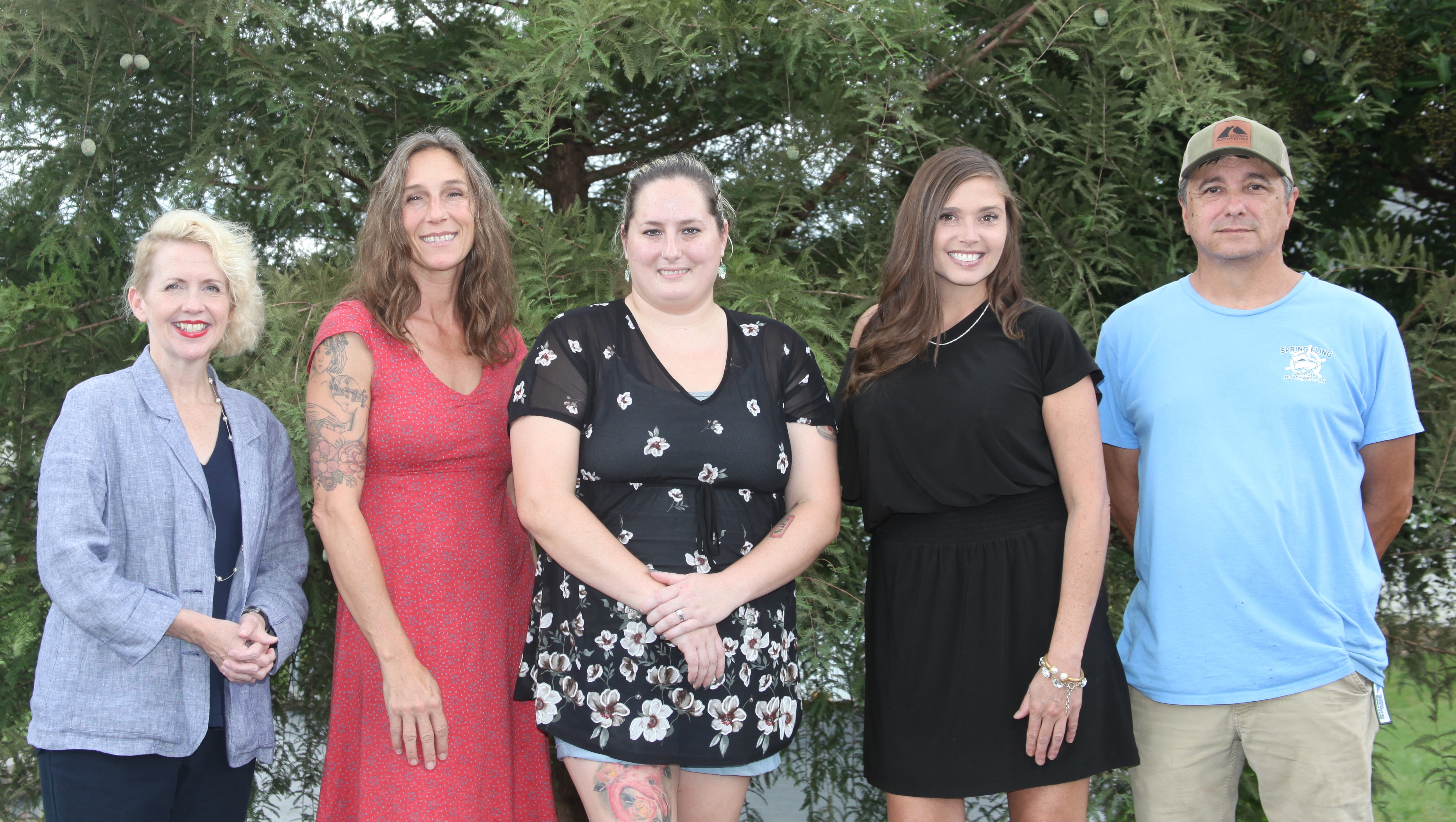 (From left) Lauretta Hannon, executive director of the GNTC Foundation; Samantha Leslie, Rabbit Valley Farmers Market manager; Brady Zelaya, GNTC Horticulture student; Brandy Johnson, Rabbit Valley Farmers Market sponsorship coordinator; and Nick Barton, director of GNTC’s Horticulture program, celebrate Zelaya’s receipt of the Rabbit Valley Farmers Market Scholarship.