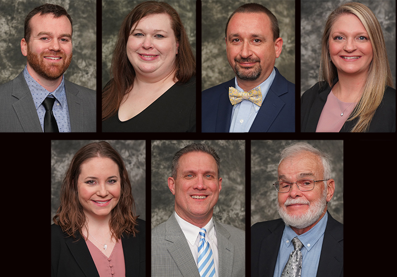 The 2021 Rick Perkins Award of Excellence in Technical Instruction nominees are (top row, left to right) Jeremiah Cooper, Brittany Elrod, Claudio Leyssens, Crista Resch (bottom row, left to right) Kimberly Temple, Mark Upton and Dwight Watt.
