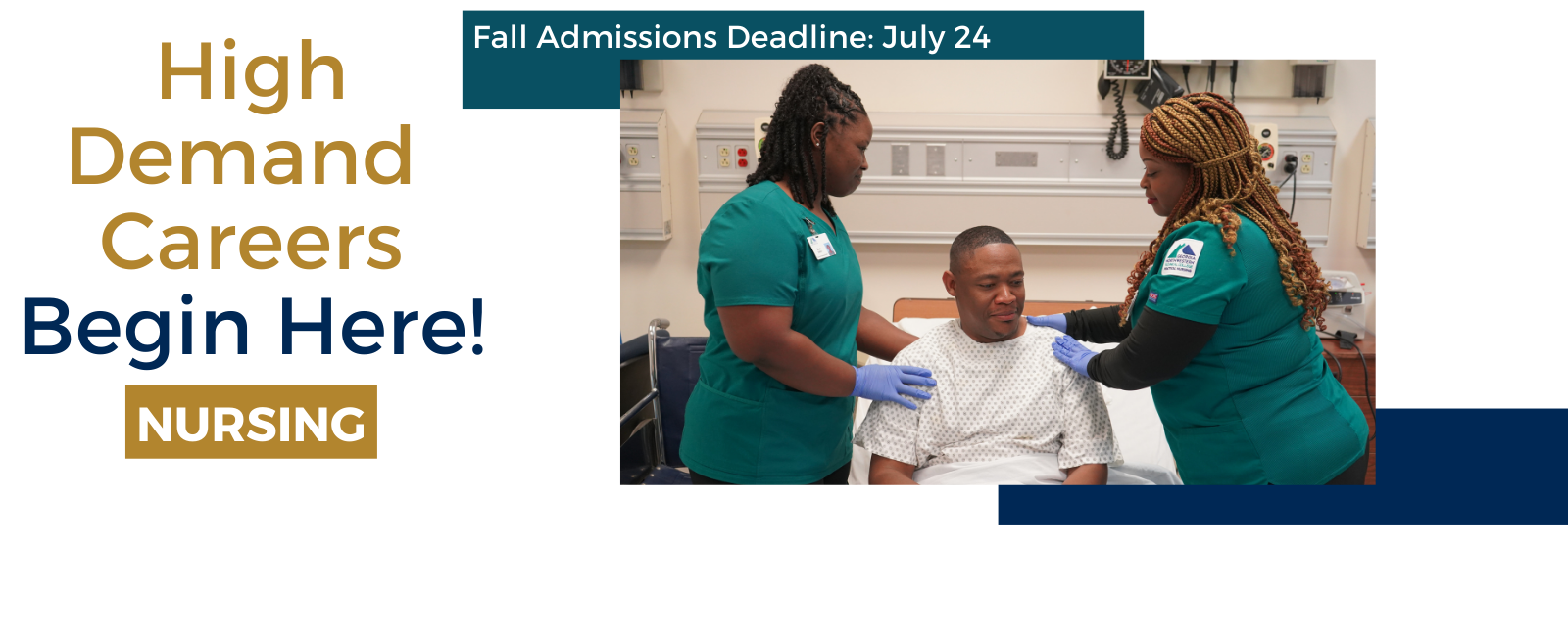 Nursing students helping a patient in the GNTC Practical Nursing Lab.
