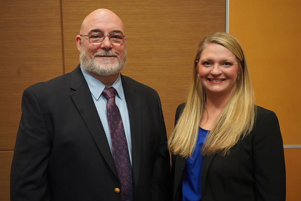 William Robert Rutledge (left) was selected as GNTC’s 2022 Georgia Occupational Award of Leadership (GOAL) winner and Crista Resch (right) was chosen as the college’s 2022 Rick Perkins Instructor of the Year.