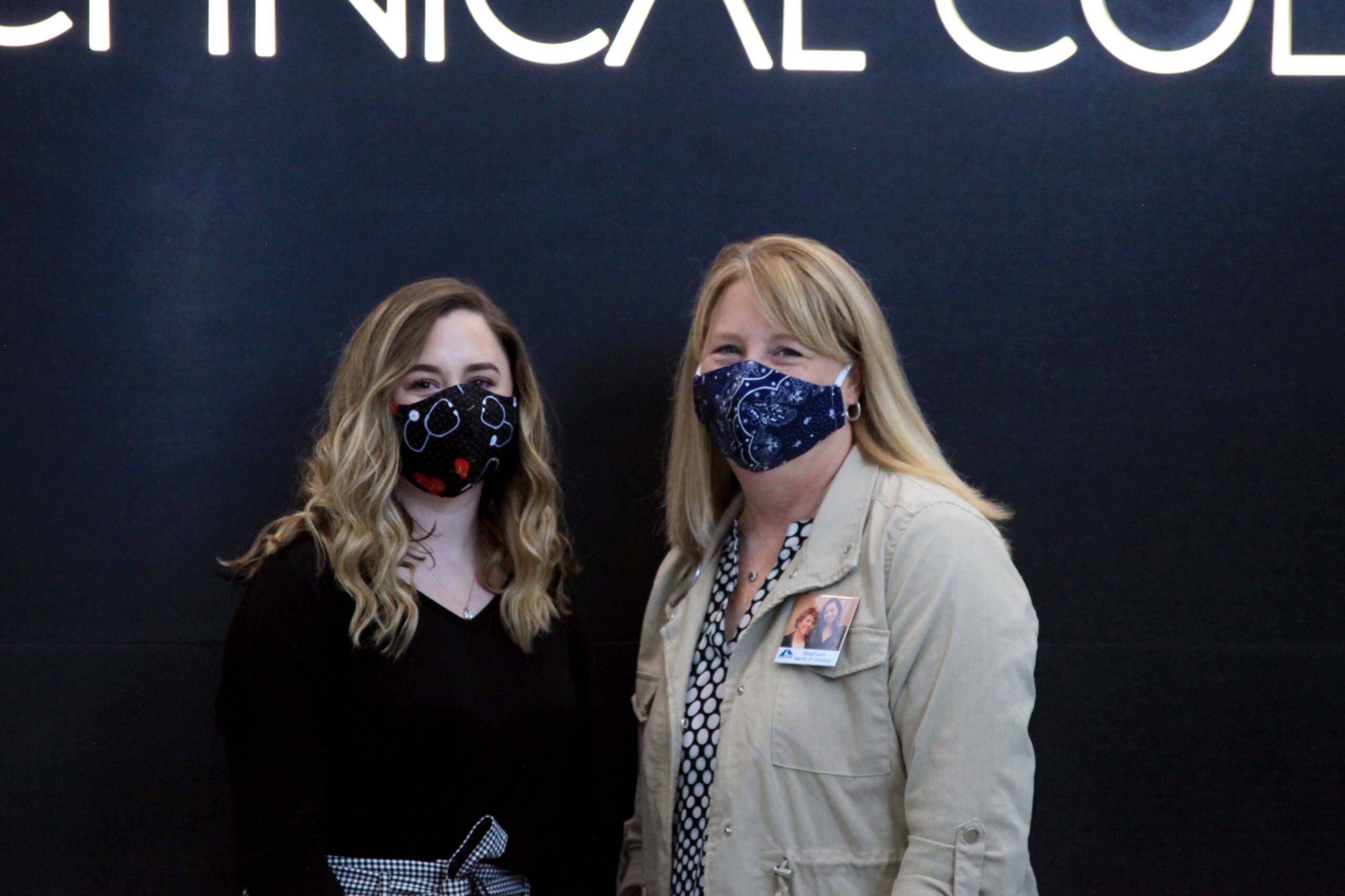 Christina Bullock (left), TCSG first runner-up for the 2020 Student of the Year, stands with GNTC President Dr. Heidi Popham (right) after a virtual presentation on Tuesday, Sept. 29. 