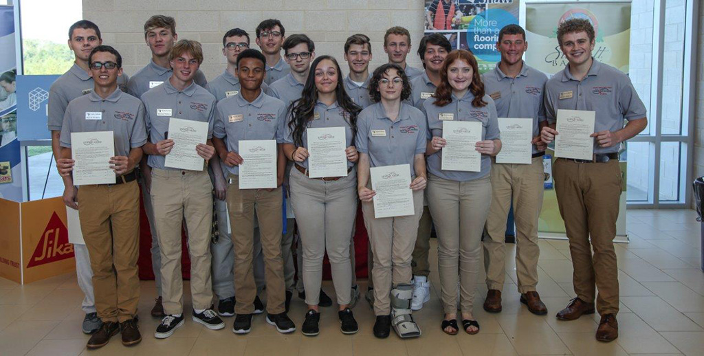The first “From HERE to CAREER Academy” class of 16 students posed for a quick picture after Friday’s College and Career Commitment Ceremony held on the Catoosa County Campus of Georgia Northwestern Technical College in Ringgold, Georgia. The student come from Heritage, Lakeview-Fort Oglethorpe, and Ringgold High Schools in Catoosa County.