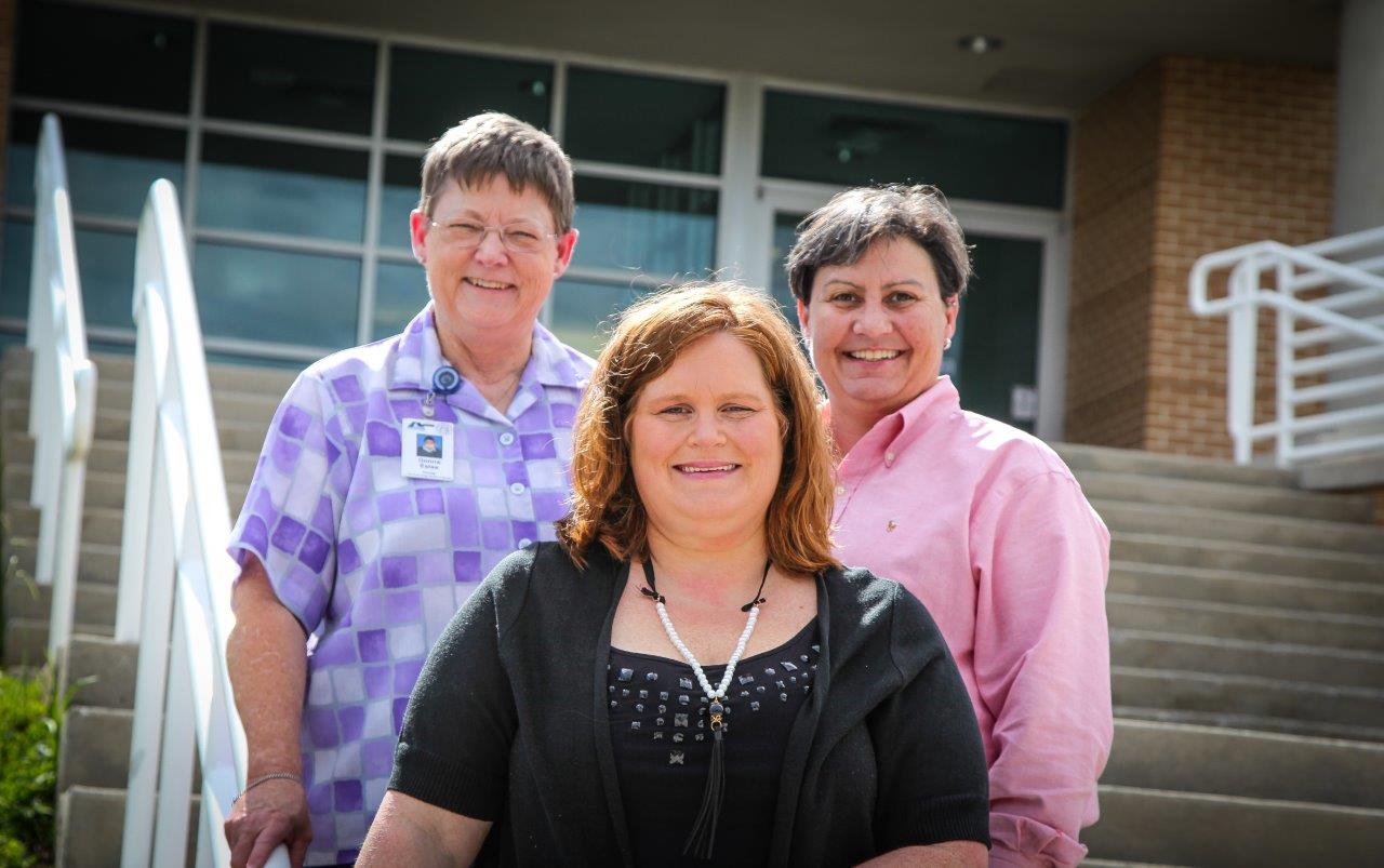 Georgia Northwestern Technical College Health Information Management Technology instructors Donna Estes, left, and Susan Bowman, right, pose with one of their latest success stories in Ringgold, Georgia’s Katrina Putman.