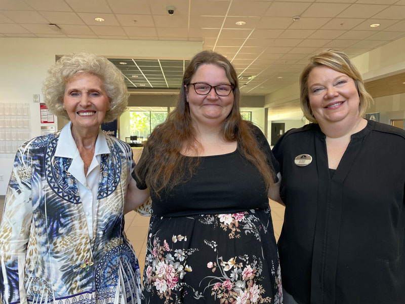 From left) Mary Parson, donor for the Huston “Buck” Parson Scholarship; Ashley Weaver, scholarship recipient; and Lisa Shaw, vice president of Adult Education at GNTC, celebrate Weaver’s scholarship award.