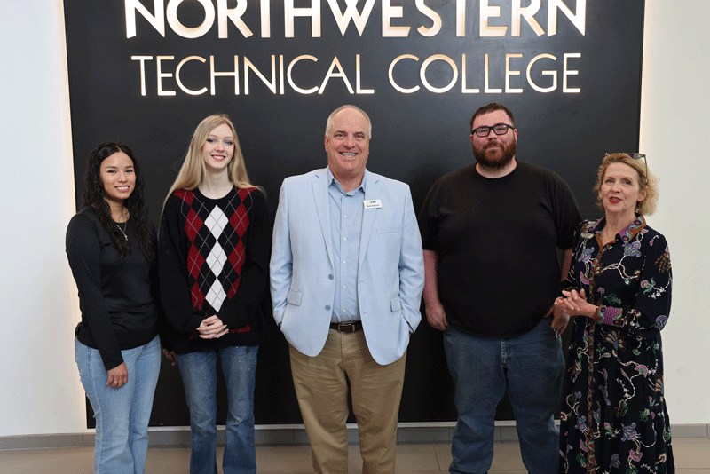 GNTC students awarded spring 2026 Gov. Nathan Deal Technical Education Scholarship From left) Yvonne Beltran and Sarah Sane, recipients of The Governor Nathan Deal Technical Education Scholarship at GNTC; Russ DeLozier, president of The Carpet and Rug Institute; Jimmy Keener, recipient of The Governor Nathan Deal Technical Education Scholarship at GNTC; and Lauretta Hannon, executive director of Institutional Advancement at GNTC. Not pictured is scholarship recipient Gibson Scott.