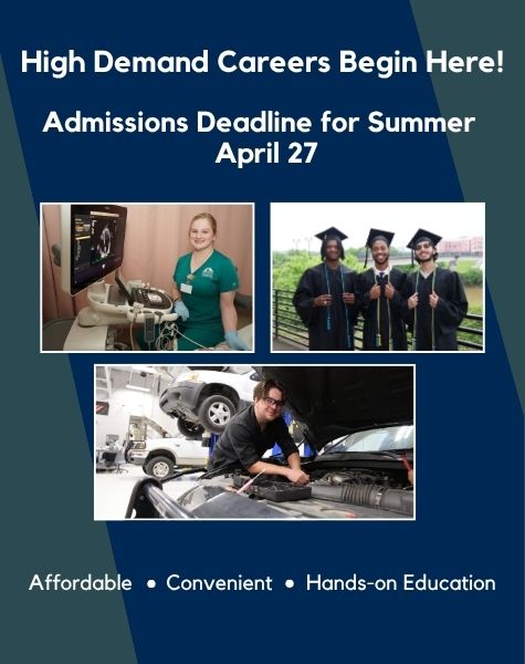 http://Summer%20Admissions%20Deadline%20is%20April%2027%20-%20Program%20Action%20Shots%20-%20Ultrasound,%20Graduation%20and%20Automotive%20Technology