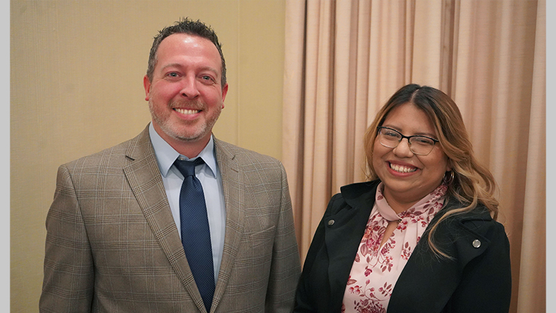 Noelia Sargento (right), a Business Management student from Rossville, was named GNTC’s 2026 Georgia Occupational Award of Leadership (GOAL) winner, and Trevor Roberts, clinical coordinator of Ultrasound Programs and instructor of Adult Echocardiography, has been named the college’s 2026 Rick Perkins Instructor of the Year.
