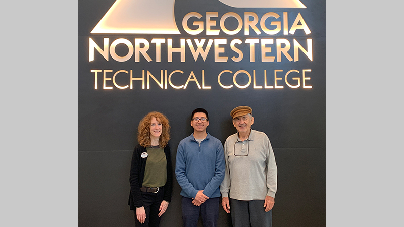 (From left) Sarah Egerer, GNTC Foundation administrator; GNTC student Juan Miguel Lopez,