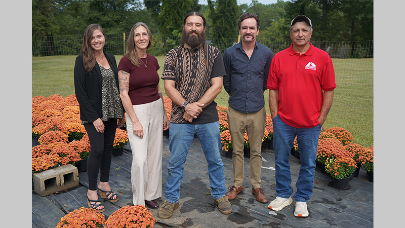 (From left) Brandy Johnson, community outreach coordinator of Rabbit Valley Farmers Market; Samantha Leslie, executive director of Rabbit Valley Farmers Market; Olin Yaoapoqa, scholarship recipient; Drew Thams, finance director of Rabbit Valley Farmers Market; and Nick Barton, director of the Horticulture program at GNTC. Not pictured is scholarship recipient Mary Sharay.