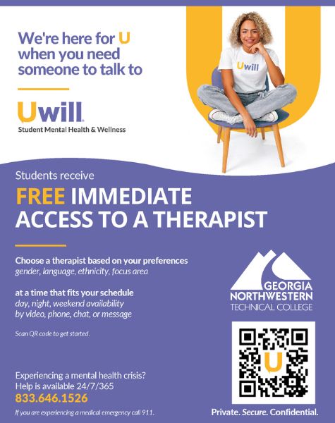 http://Through%20a%20partnership%20with%20Uwill,%20GNTC%20students%20have%20free%20immediate%20access%20to%20teletherapy%20and%20crisis%20support.%20Book%20your%20appointment%20in%20minutes%20at%20app.uwill.com%20using%20your%20GNTC%20email.%20It's%20private,%20secure%20&%20confidential.%20Dealing%20with%20a%20mental%20health%20emergency?%20Help%20is%20available%2024/7/365%20at%20833.646.1526.