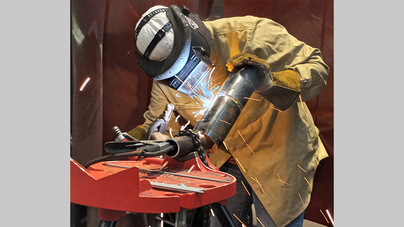 Yosdel Castaneda in Welding and Joining Technology lab
