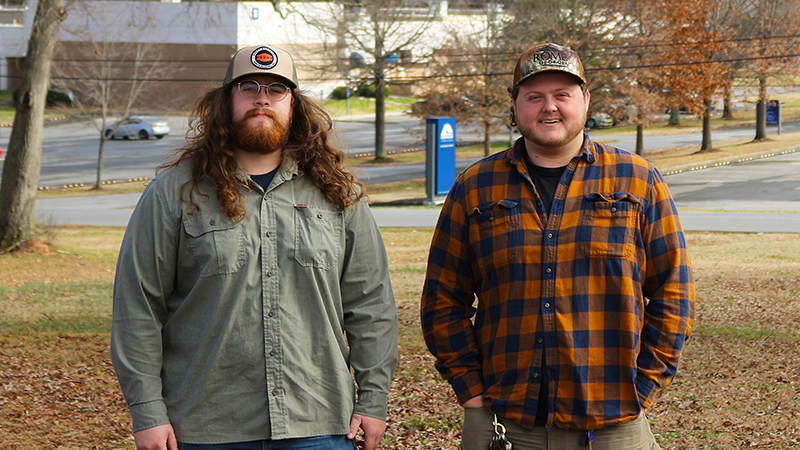 GNTC Horticulture alumni Kobe McLendon (left) and Grant Payne revisit GNTC’s Floyd County Campus in Rome.