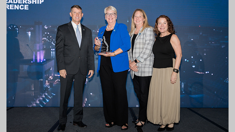 (From left) TCSG Commissioner Greg Dozier; Amy L. Jackson, chairperson of the GNTC Foundation Board of Trustees; Dr. Heidi Popham, president of GNTC; and Kali Boatright, president of TCFA.
