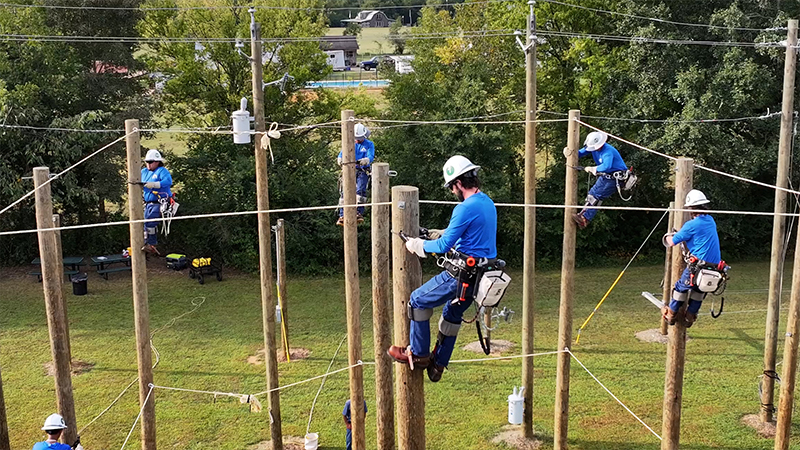 Lineworkers on the pole field